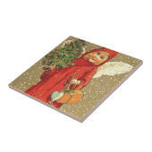 Engel Cherub Weihnachtsbaum Schnee Fliese (Seite)