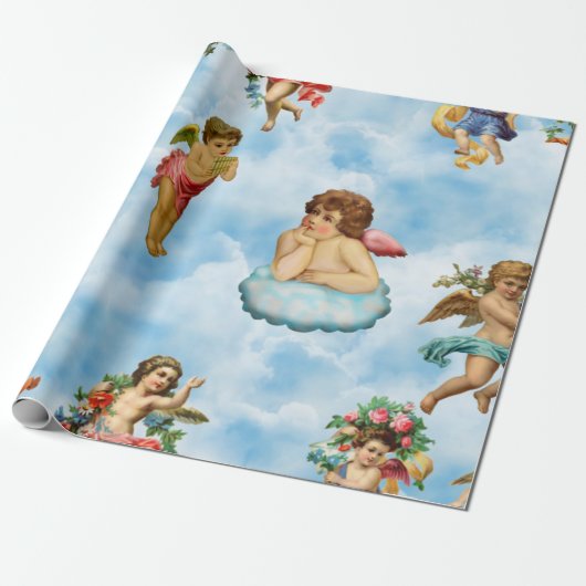 Engel Cherub Wolken Antiquität Geschenkpapier (Ungerollt)