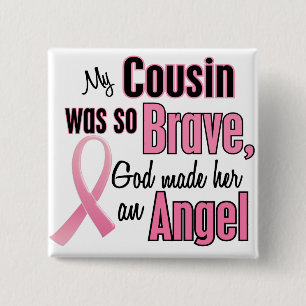 Engel COUSIN Brustkrebs-T - Shirts u. Geschenke Button