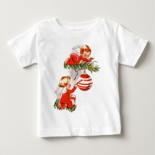 Engel dekorieren den Christbaum Baby T-shirt (Vorderseite)