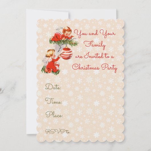 Engel dekorieren den Christbaum Einladung (Rückseite)