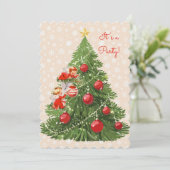 Engel dekorieren den Christbaum Einladung (Stehend Vorderseite)