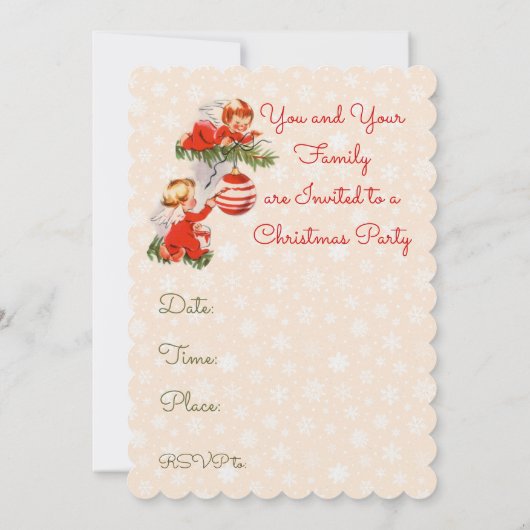 Engel dekorieren den Christbaum Einladung (Rückseite)