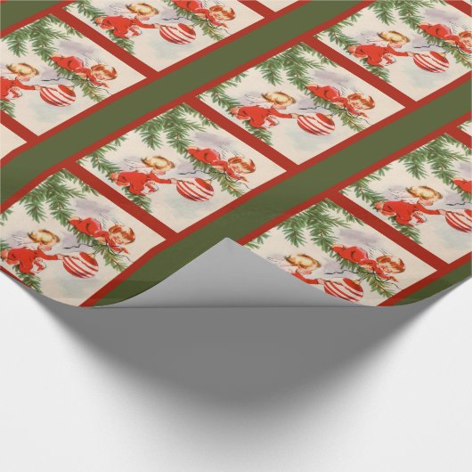 Engel dekorieren den Christbaum Geschenkpapier (Ecke)