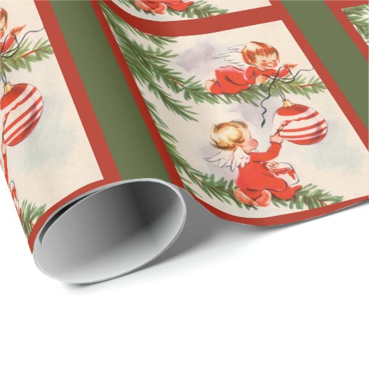 Engel dekorieren den Christbaum Geschenkpapier (Rolleneckpunkt)