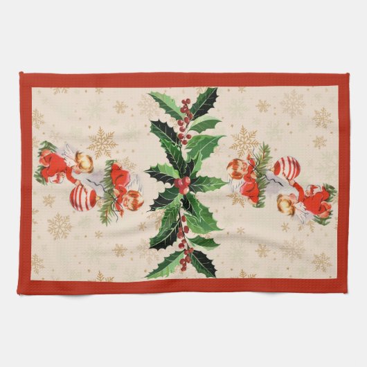 Engel dekorieren den Christbaum Geschirrtuch (Horizontal)