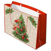 Engel dekorieren den Christbaum Große Geschenktüte (Rückseite Schrägansicht)