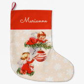 Engel dekorieren den Christbaum Großer Weihnachtsstrumpf (Vorderseite)