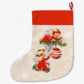 Engel dekorieren den Christbaum Großer Weihnachtsstrumpf (Rückseite)