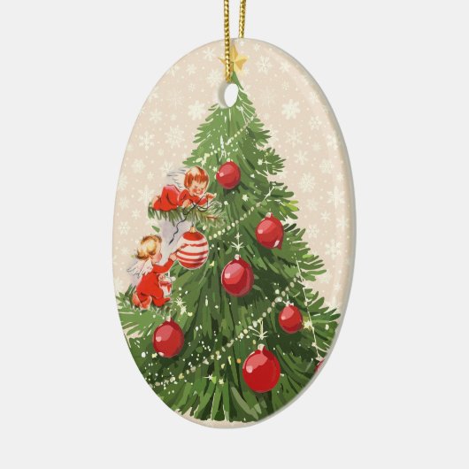 Engel dekorieren den Christbaum Keramik Ornament (Links)