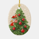 Engel dekorieren den Christbaum Keramik Ornament (Vorne)