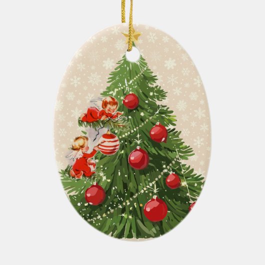 Engel dekorieren den Christbaum Keramik Ornament (Hinten)