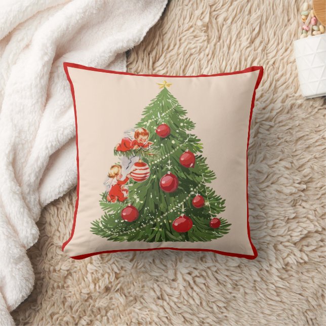 Engel dekorieren den Christbaum Kissen (Decke)