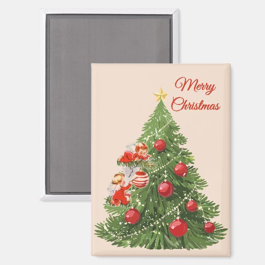 Engel dekorieren den Christbaum Magnet (Vorderseite/Rückseite)