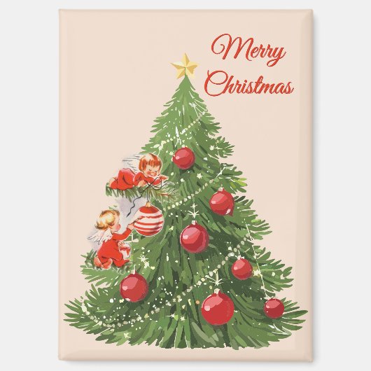 Engel dekorieren den Christbaum Magnet (Vorderseite)