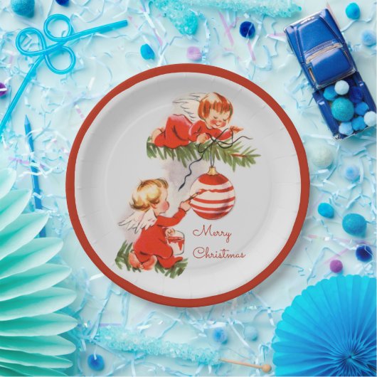 Engel dekorieren den Christbaum Pappteller (Party)