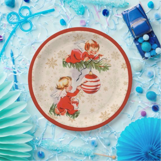 Engel dekorieren den Christbaum Pappteller (Party)