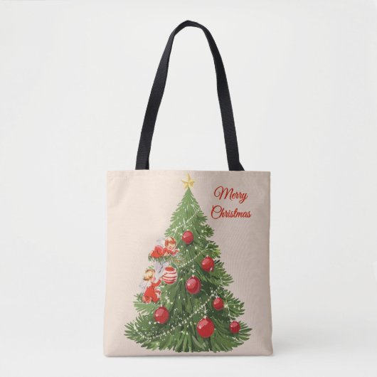 Engel dekorieren den Christbaum Tasche (Vorderseite)