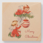 Engel dekorieren den Weihnachtsbaum-Untersetzer Steinuntersetzer (Vorderseite)