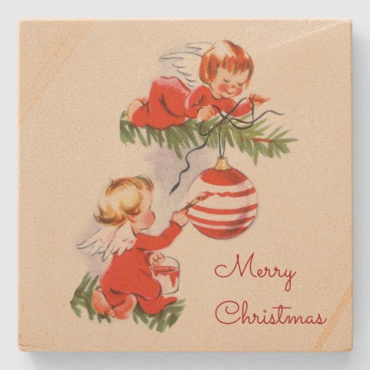 Engel dekorieren den Weihnachtsbaum-Untersetzer Steinuntersetzer (Vorderseite)