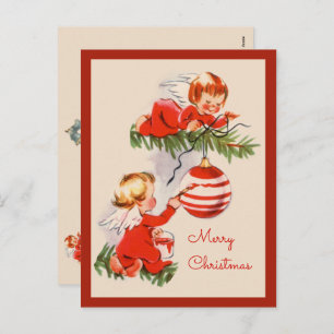 Engel dekorieren die Weihnachtsbaum-Postkarte Feiertagspostkarte