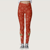Engel dekorieren | Goldschneeflocken | Rot Leggings (Vorderseite)