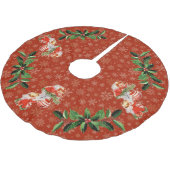 Engel dekorieren Rot | Goldschneeflocken Polyester Weihnachtsbaumdecke (Schrägansicht)