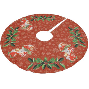 Engel dekorieren Rot   Goldschneeflocken Polyester Weihnachtsbaumdecke