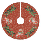 Engel dekorieren Rot | Goldschneeflocken Polyester Weihnachtsbaumdecke (Vorderseite)