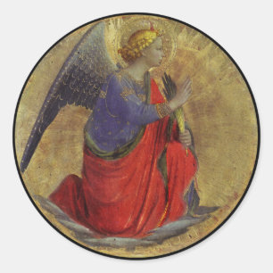 Engel der Ankündigung durch Fra Angelico Runder Aufkleber