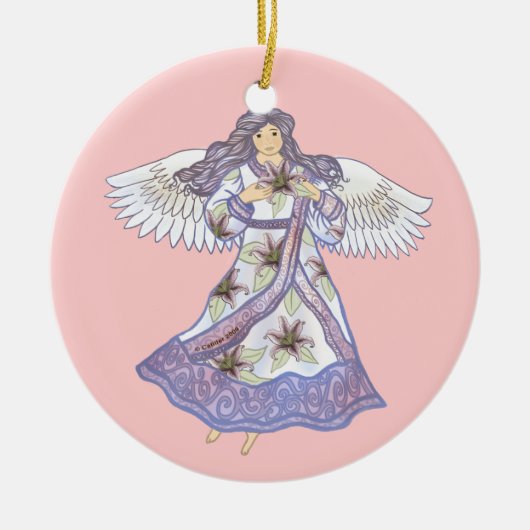 Engel der christlichen Lilie Blume Keramikornament (Vorne)