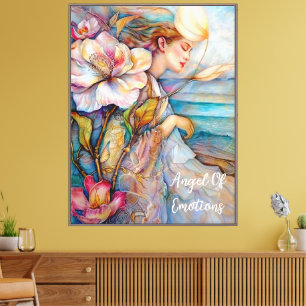 Engel der Emotionen Türkis Stretched Canvas Print Leinwanddruck