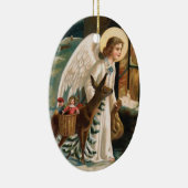 Engel, der Fenster mit Rotwild-Weihnachten Keramik Ornament (Rechts)