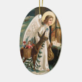 Engel, der Fenster mit Rotwild-Weihnachten Keramik Ornament (Links)