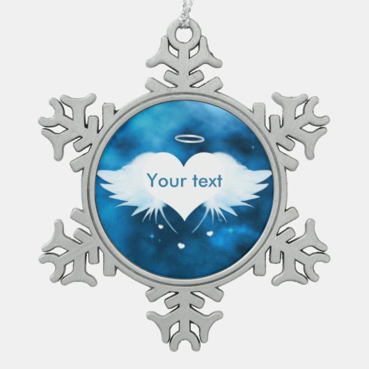 Engel der Herz-Zinn-Schneeflocke-Verzierung Schneeflocken Zinn-Ornament (Vorderseite)