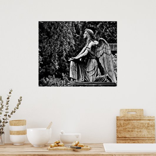 Engel der Knetenbewegung Schwarz-Weiß Poster (Küche)