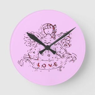 Engel der Liebe Runde Wanduhr