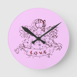 Engel der Liebe Runde Wanduhr