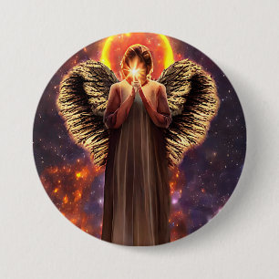 Engel der Liebe und originelle Fantasiekunst Button
