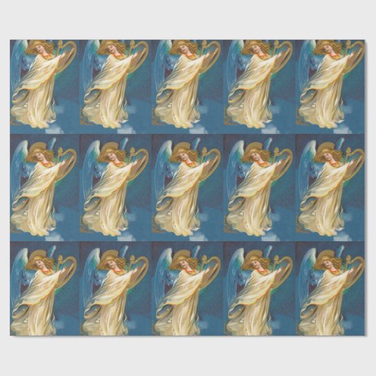 Engel, der Musik auf einer Harfe spielt Geschenkpapier (Flach)