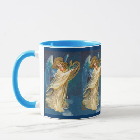 Engel, der Musik auf einer Harfe spielt Tasse (Links)