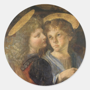 Engel der Taufe Christi von Leonardo da Vinci Runder Aufkleber
