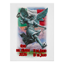 Engel der Unabhängigkeit spielt Fußball auf einem  Poster