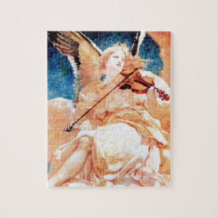 Engel, der Violinenmalerei spielt Puzzle
