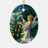 Engel, der Weihnachtsbaum 2 verziert Keramikornament (Vorne)