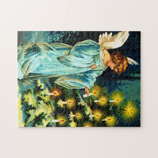 Engel, der Weihnachtsbaum verziert Puzzle (Horizontal)