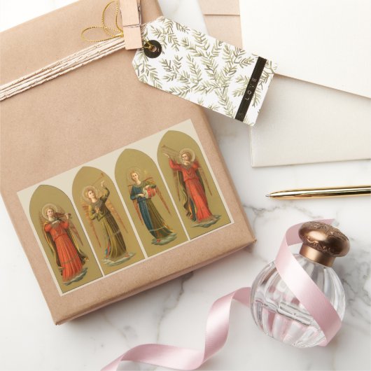 Engel der Weihnachtsmusik, Vintage Renaissance Rechteckiger Aufkleber (Schenken)