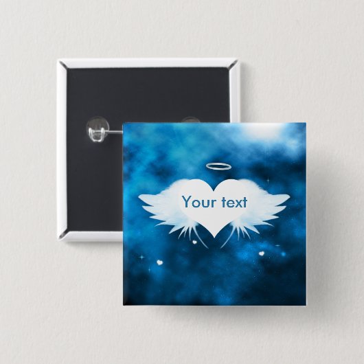 Engel des Herz-Quadrats 2" Knopf-Button Button (Vorne & Hinten)