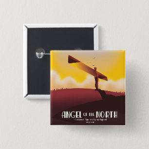 Engel des Nordens Vintage-Reiseplakat. Button