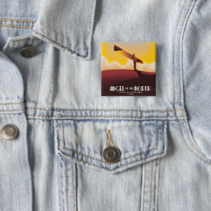 Engel des Reiseplakats von North Vintage. Button